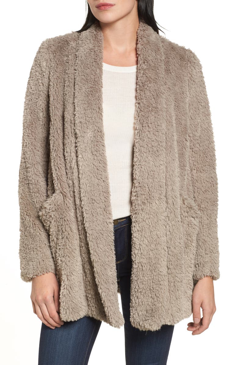 KENNETH COLE NEW YORK 'Teddy Bear' Faux Fur Clutch Coat, Main, color, NATURALDNU