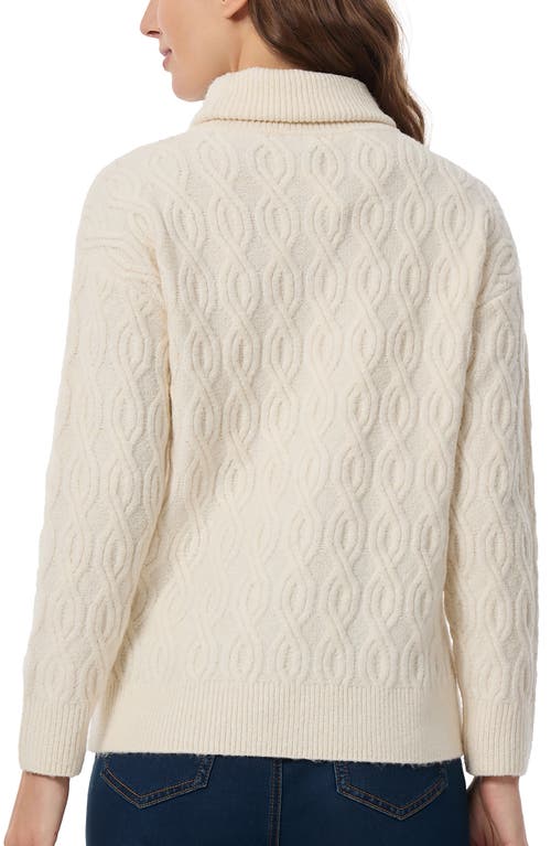 Shop Jones New York Cable Stitch Turtleneck Sweater In Jones White