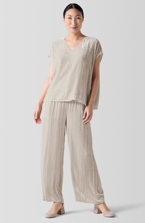 Shop Eileen Fisher Pleated Velvet Ankle Wide Leg Pants In Almond