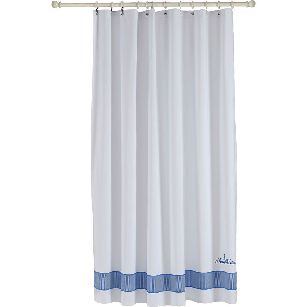 Shop Brooks Brothers Border Shower Curtain In Royal Blue