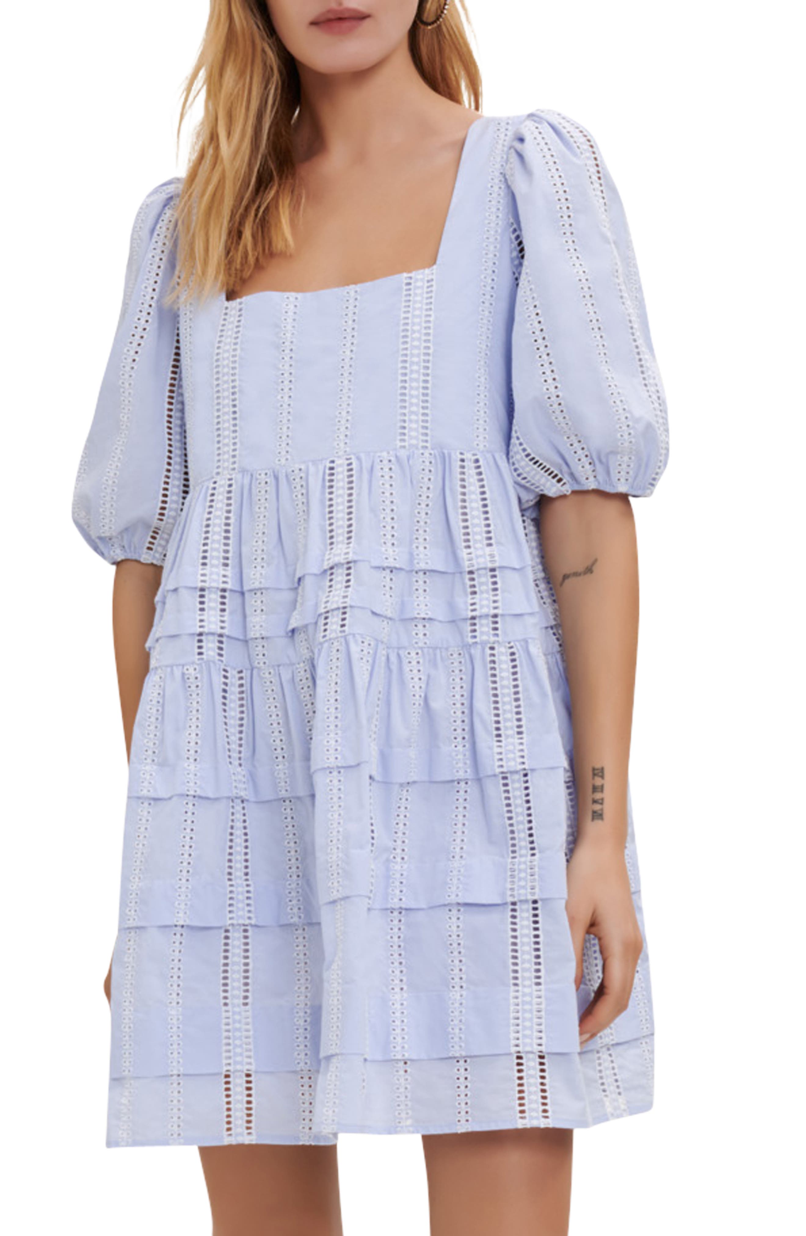 blue eyelet dress women