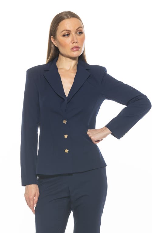 Alexia Admor Gwen Jacket Star Button Blazer In Navy