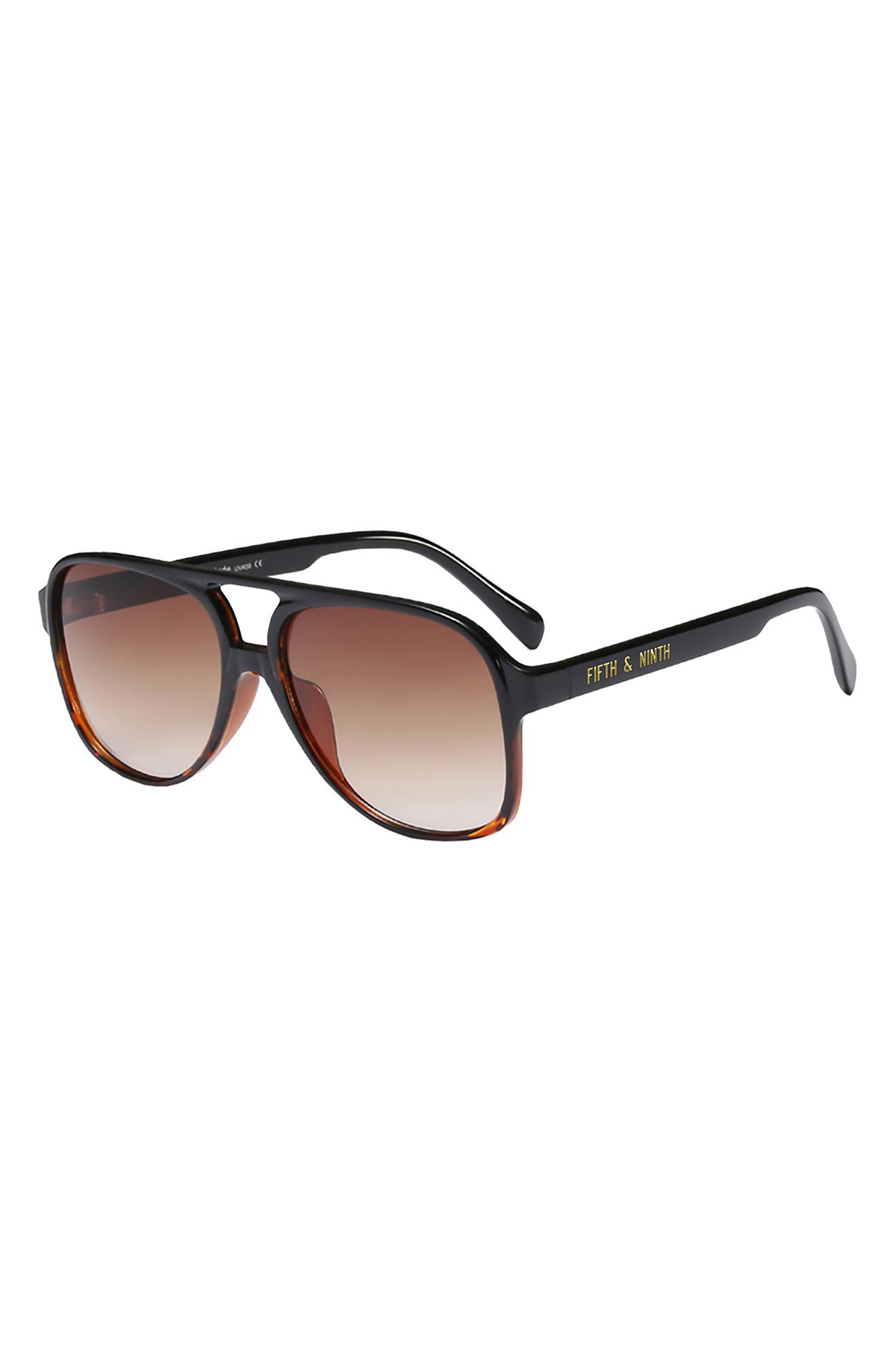 Fifth & Ninth Kingston Aviator 60mm Oval Sunglasses In Black/torte/brown