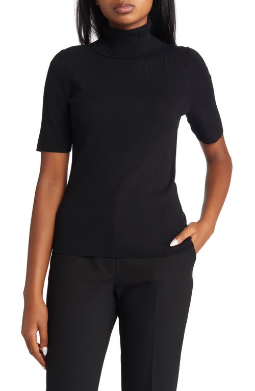 Anne Klein Ribbed Turtleneck Sweater Black at Nordstrom,