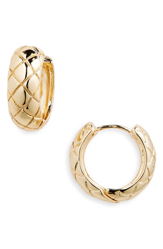 Shop Area Stars Etched Huggie Hoop Earrings In Gold