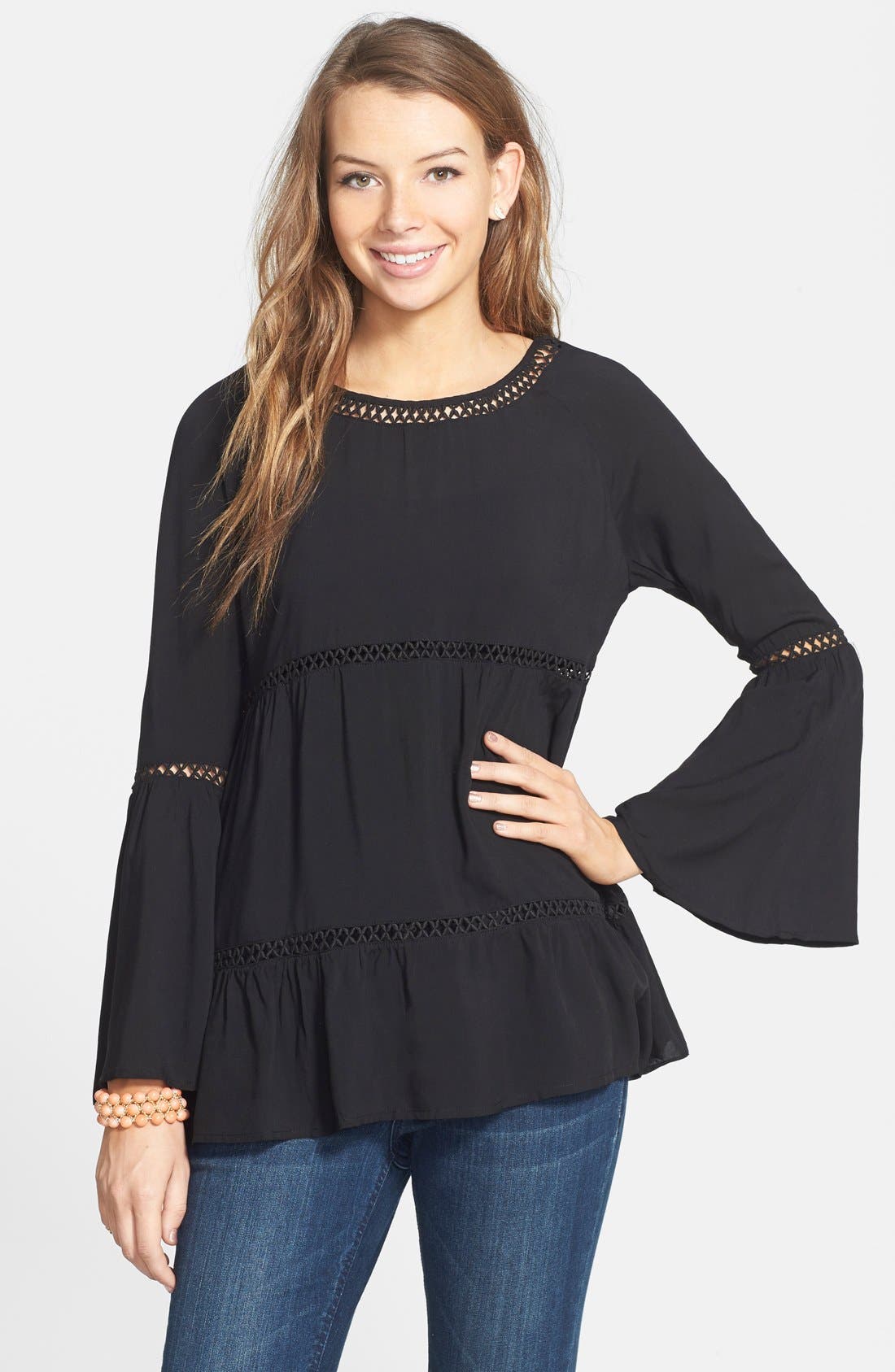 Haute Society Bell Sleeve Top (Juniors) Nordstrom