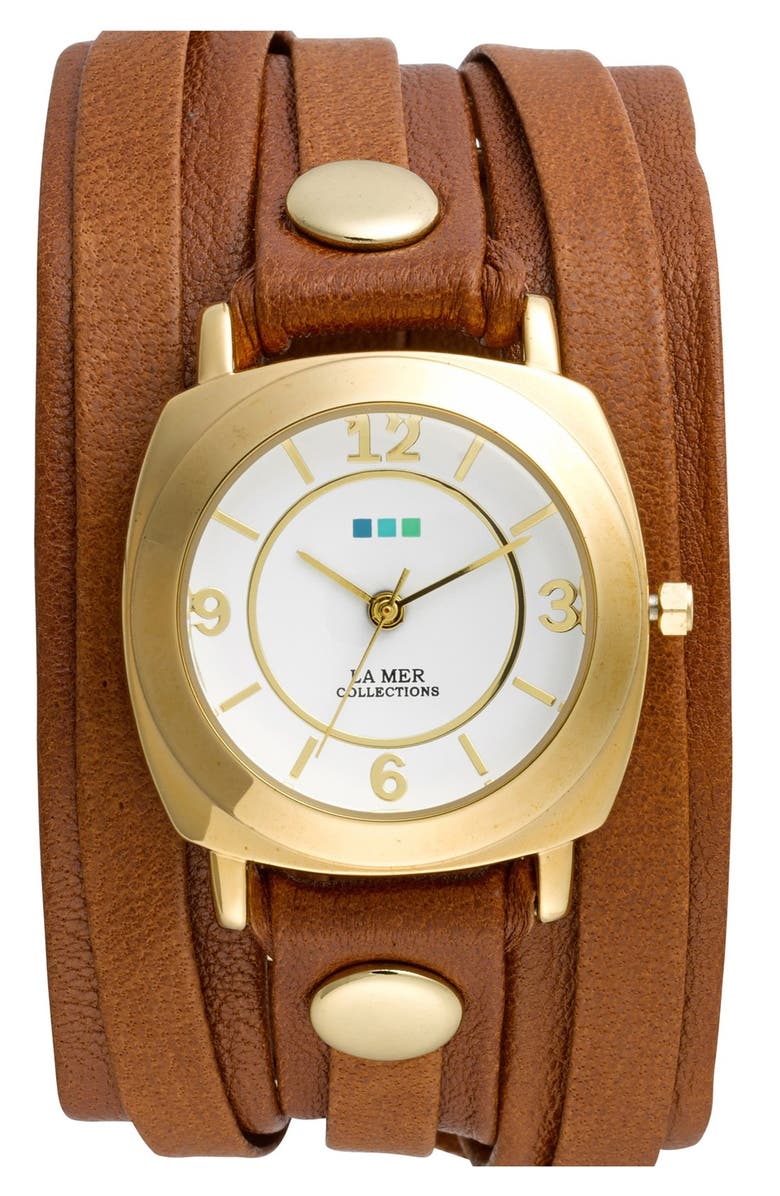 La Mer Collections Clic Leather Wrap Bracelet Watch 35mm X La Mer Collections Clic Leather