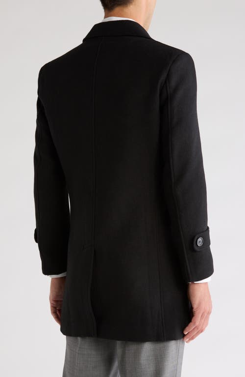 Braveman Double Breasted Wool Blend Pea Coat In Black