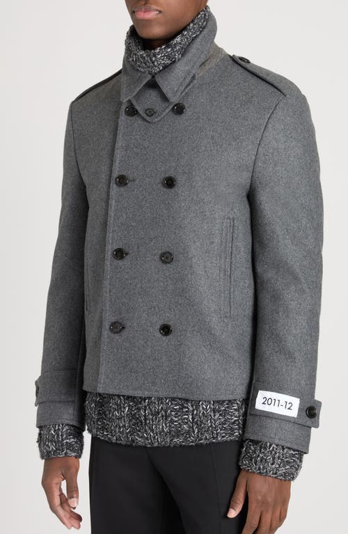 Shop Dolce & Gabbana Dolce&gabbana Re-edition Wool Blend Peacoat In S8290 Melange Grigi