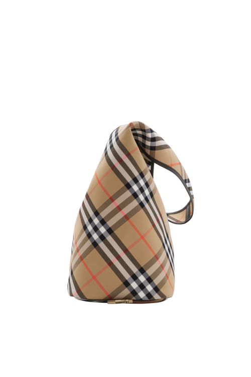 Shop Burberry Large Check Shoulder Bag In Sand
