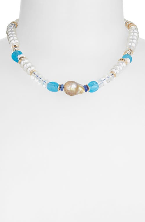 Shop Nakamol Chicago Clear Mix Pearl Necklace In Blue/clear Mix