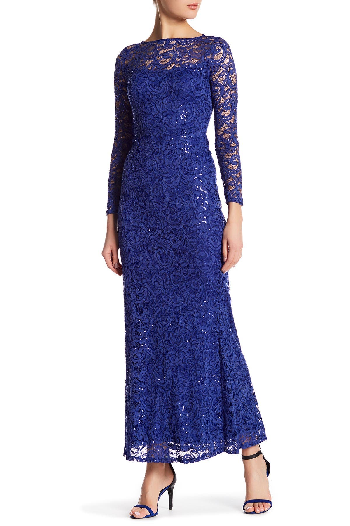 marina long sleeve lace gown