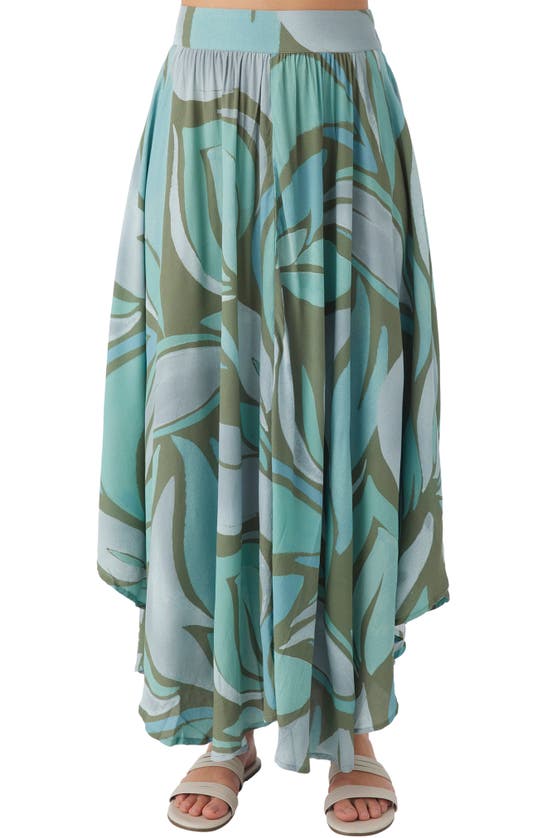 O'neill Marnie Printed Maxi Skirt In Oil Green