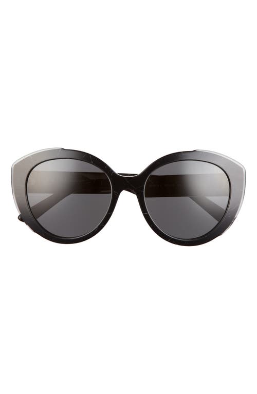 Prada 54mm Oval Cat Eye Sunglasses in Black Marble Grey | Smart Closet