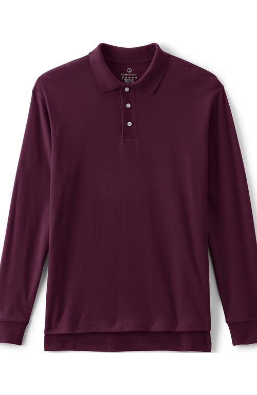 Shop Lands' End School Uniform  Long Sleeve Interlock Polo Shirt In Burgundy