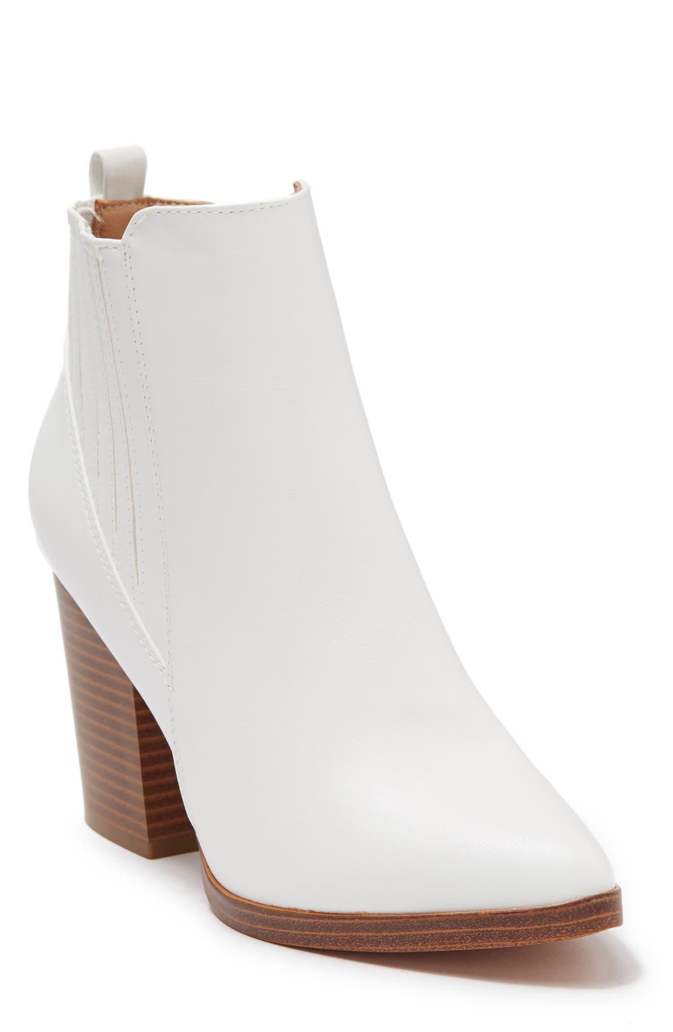 jade leather block heel bootie