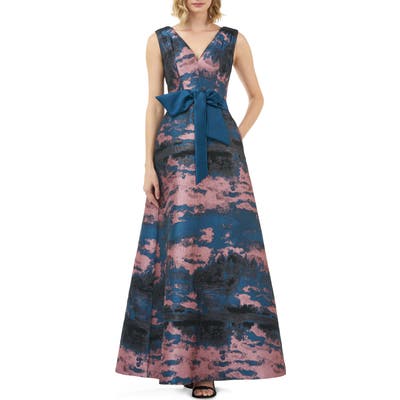 Kay Unger Valentin Fit & Flare Evening Gown, Purple