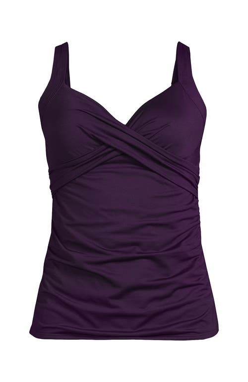 Shop Lands' End Plus Size V-neck Wrap Underwire Tankini Swimsuit Top In Blackberry