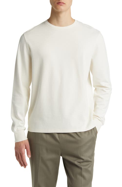 Duo Fold Long Sleeve Cotton T-Shirt in White Sand