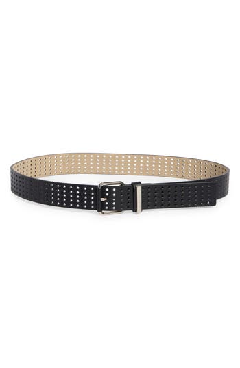 Shop Vince Camuto Five Row Perforated Belt In Black
