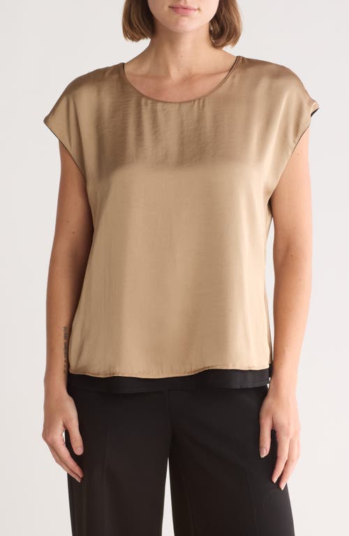 Pleione Reversible Woven T-shirt In Black/camel