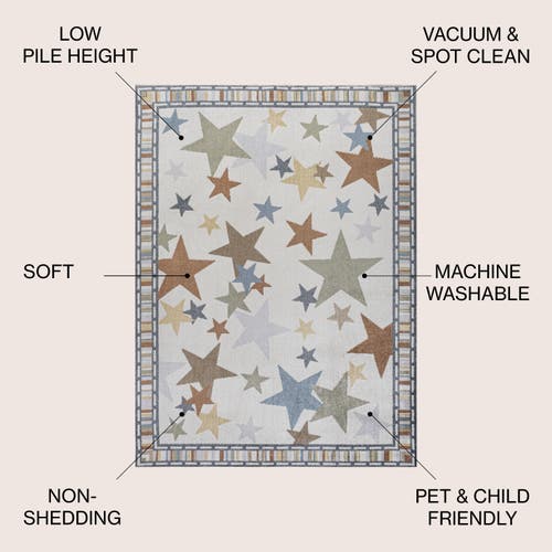 Jonathan Y Star Gazer Geometric Machine-washable Area Rug In Ivory/blue/orange