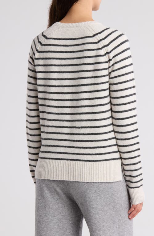 Caslon ® Raglan Sleeve Sweater In Beige- Grey Nora Stripe