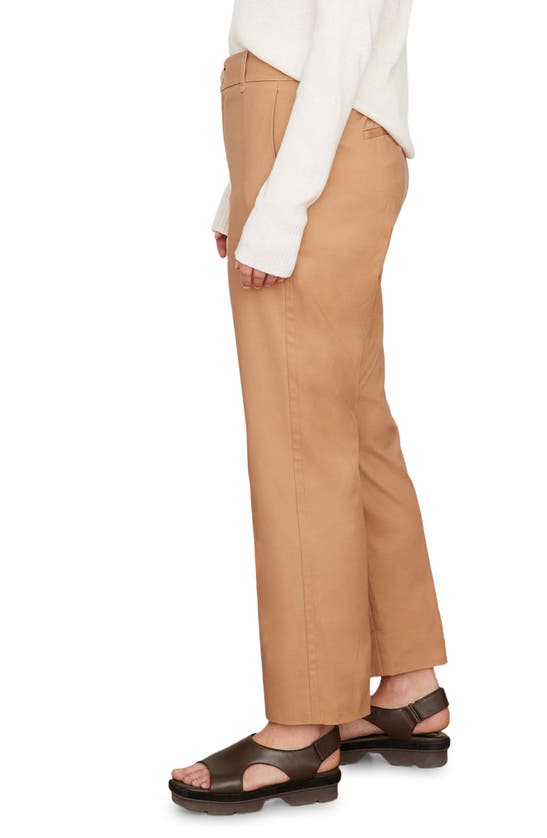 Vince Stretch Cotton Blend Cigarette Pants In Almond