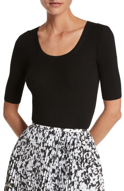 Michael Kors Collection Short Sleeve Cashmere Rib Sweater Black at Nordstrom,