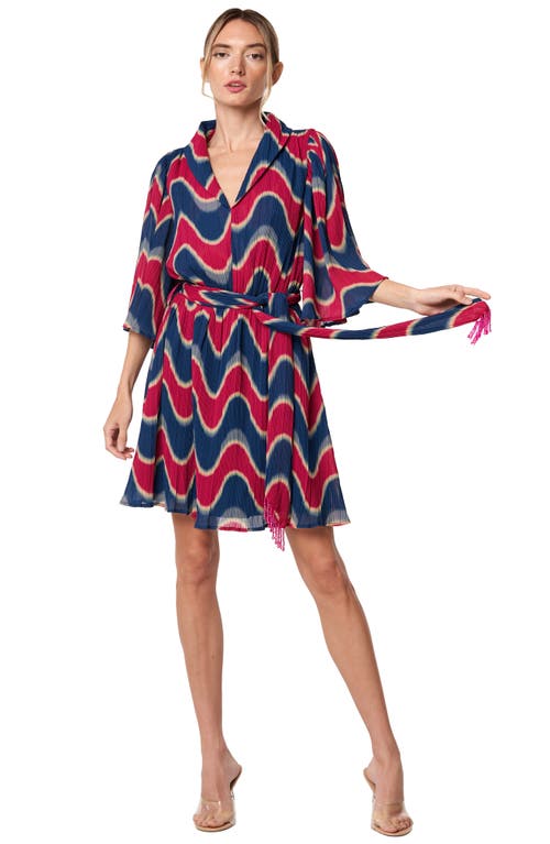 Shop Ciebon Juni Wave Print Dress In Navy/berry