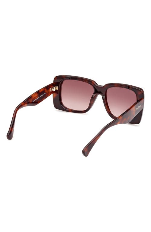 Shop Max Mara 53mm Rectangular Sunglasses In Dark Havana/brown