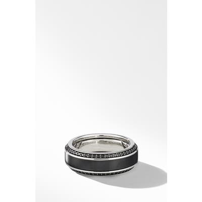 David Yurman Beveled Band In Black Titanium With Black Diamonds