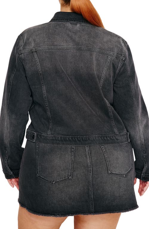 Shop Good American Committed To Fit Denim Jacket In Black352