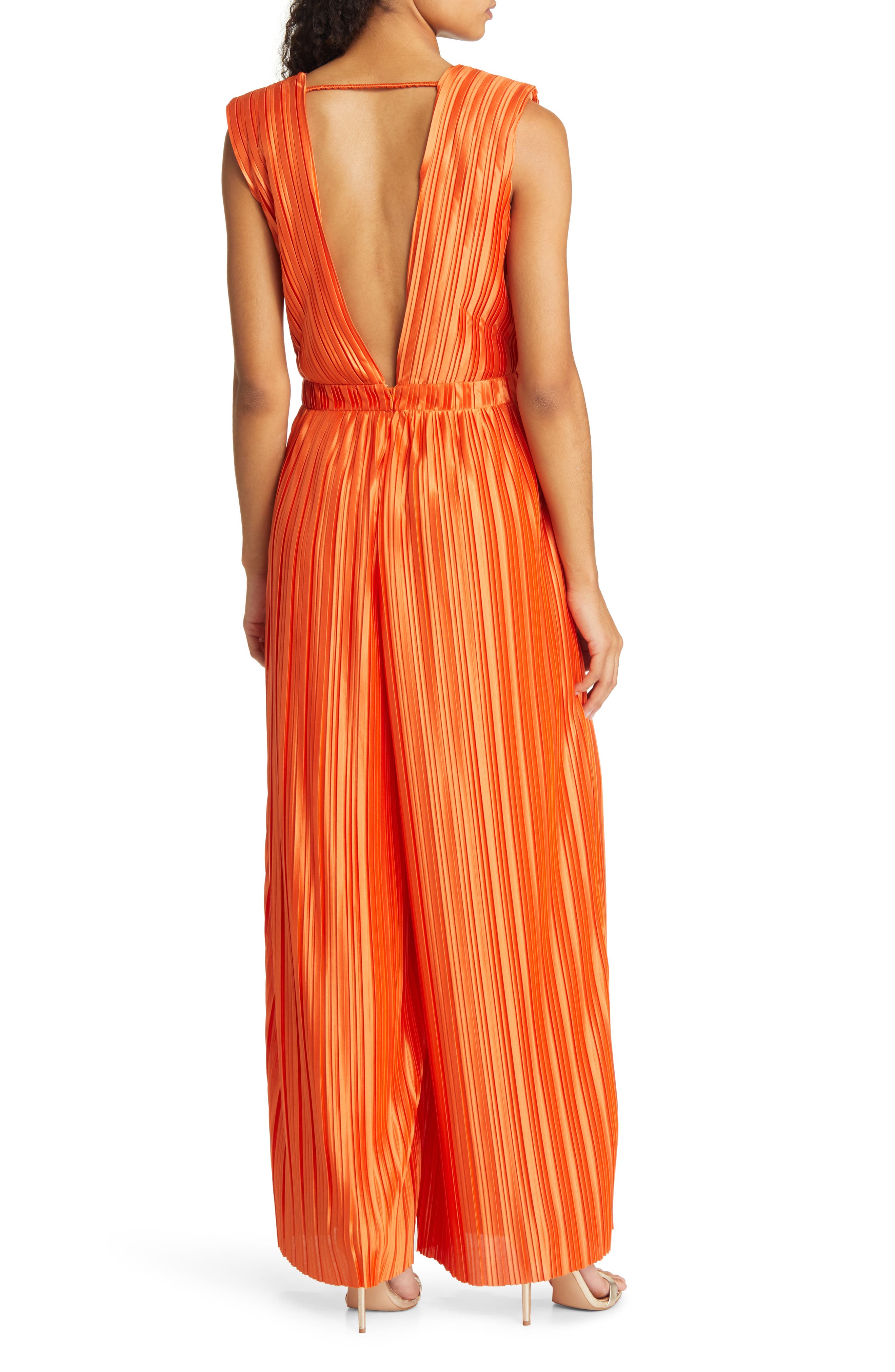 satin pleated jumpsuit