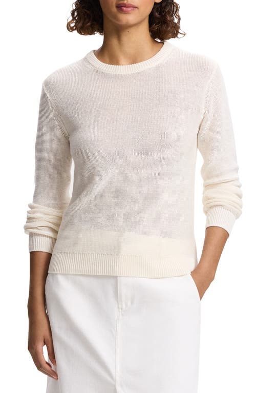 Shop Theory Elbow Patch Linen Blend Sweater In Bone - Q3w