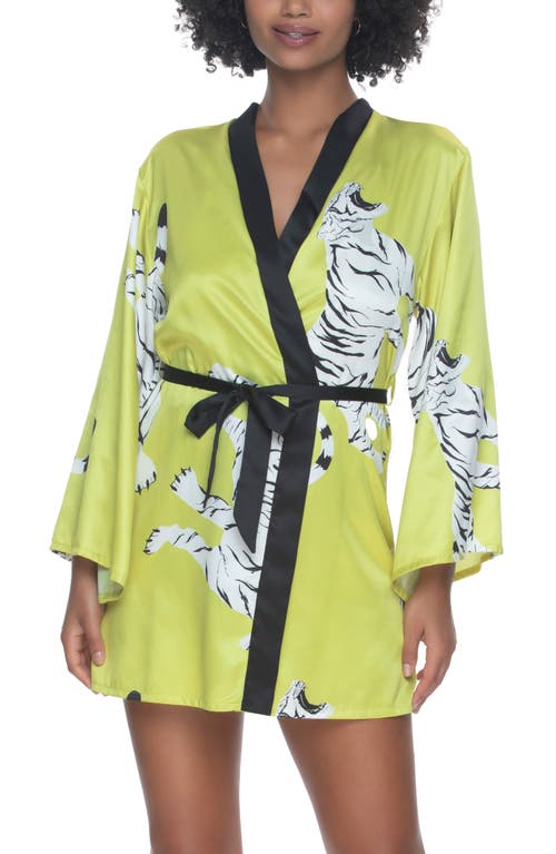 Felina Adrienne Print Short Satin Robe in Tiger