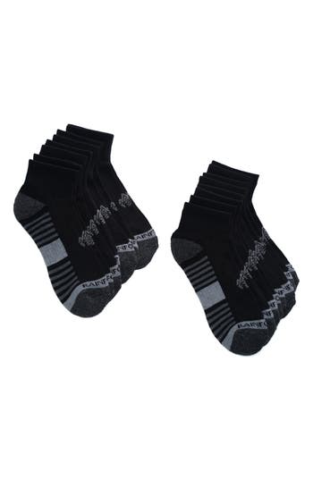 Rainforest 8-pack Half Cushioned Quarter Socks In Black