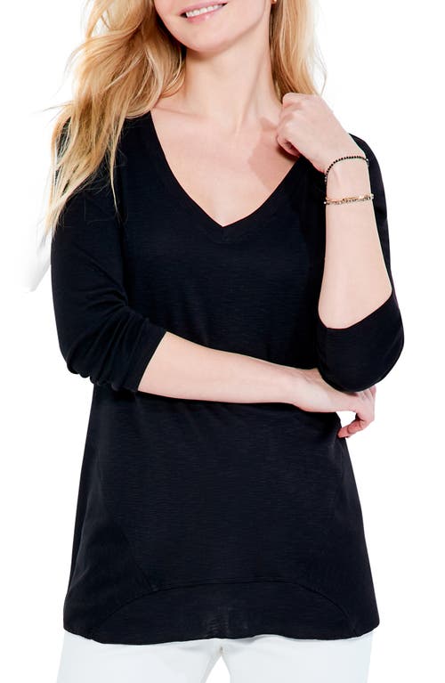 NZT by NIC+ZOE V-Neck Cotton Blend Top in Black Onyx