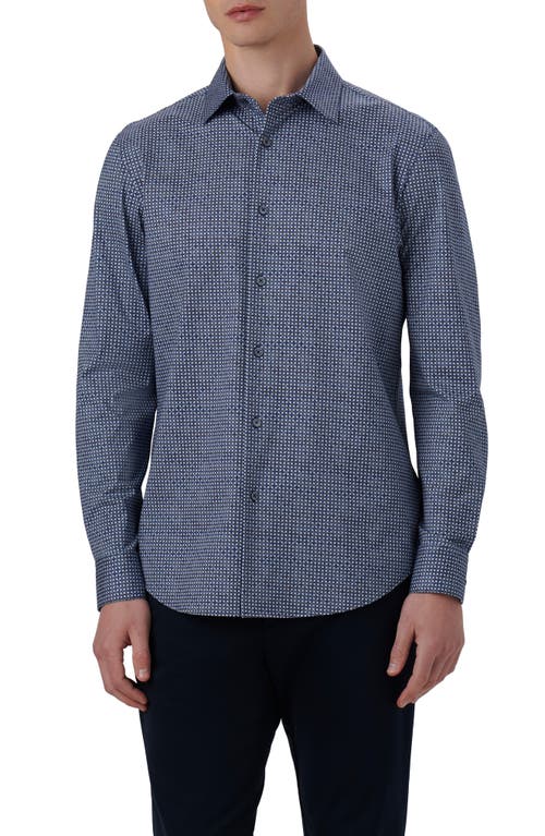 Bugatchi James OoohCotton Geometric Print Button-Up Shirt Night Blue at Nordstrom,