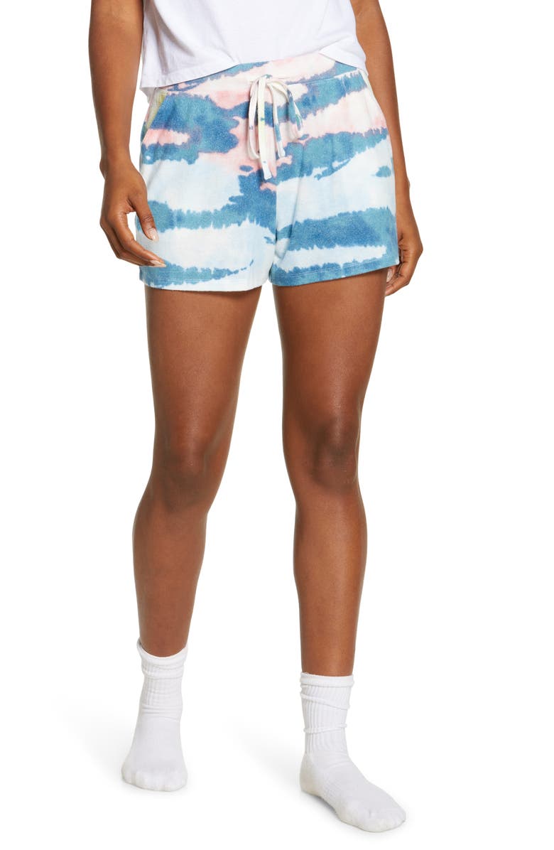 BP. Comfy Shorts, Main, color, TEAL STORM DYE WASH STRIPE
