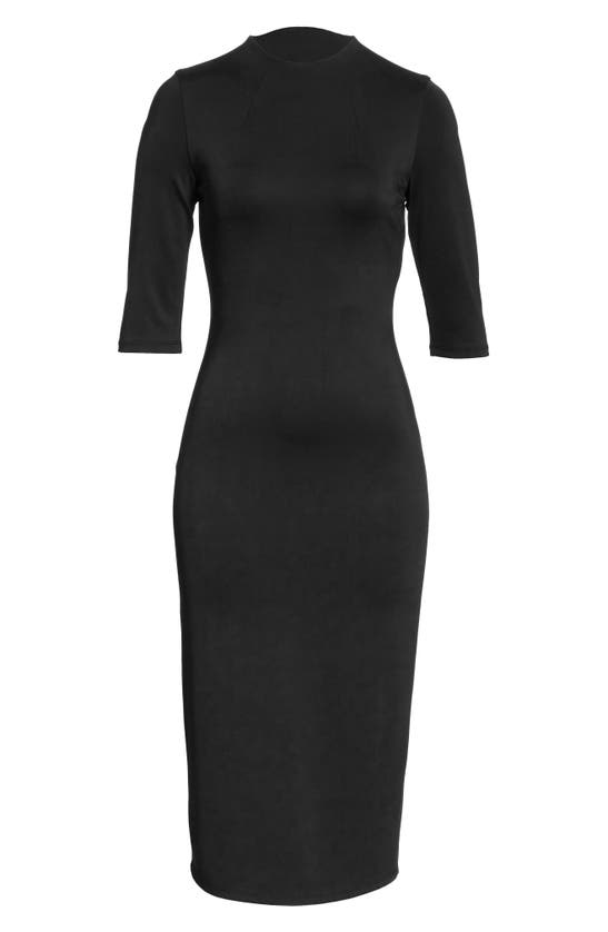 Shop Alice And Olivia Delora Fitted Mock Neck Dress In Black