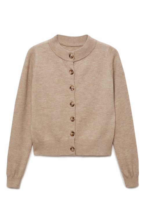 Shop Mango Crewneck Cardigan In Light/pastel Grey