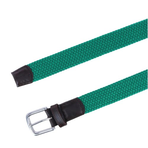 Trafalgar Men's Riverside Woven Rayon Leather Belt In Emerald Green