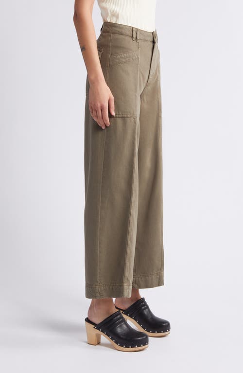 Shop Treasure & Bond Cotton Blend Twill Utility Pants In Olive Kalamata