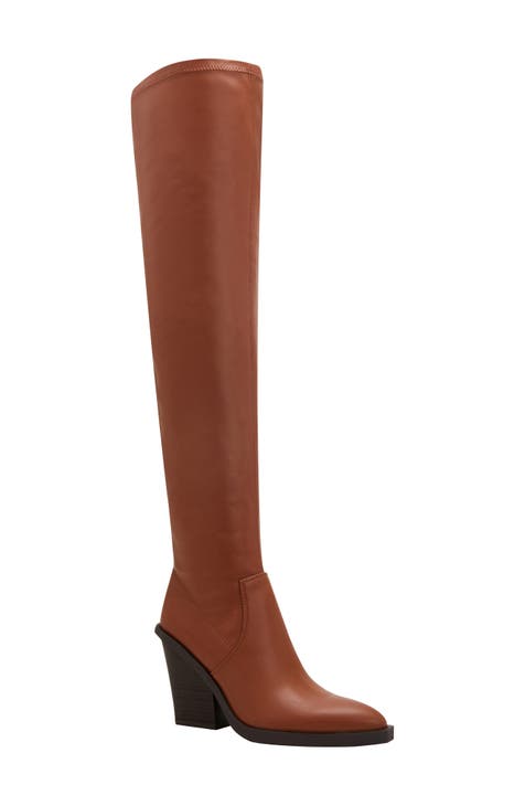 Brown over the knee riding boots best sale