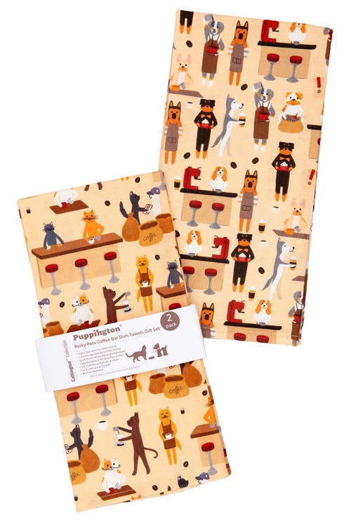 Puppington Dog & Cat Kitchen Towels In Perky Pets Coffee Bar