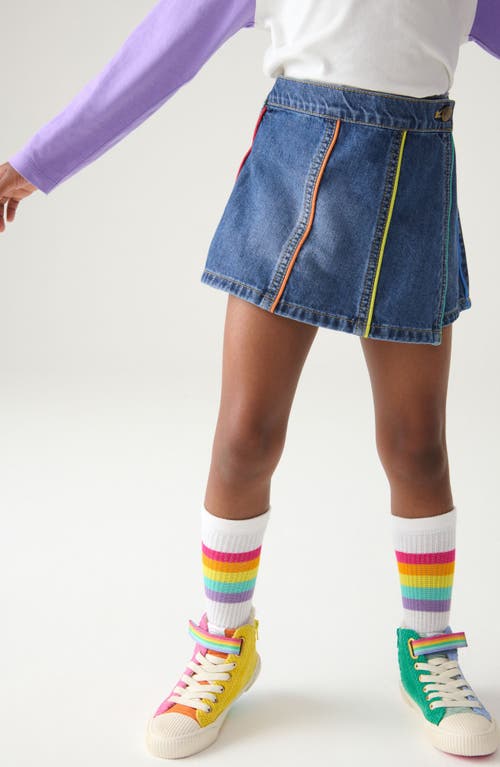 Shop Little Bird Kids' Rainbow Embroidered Denim Skort In Blue