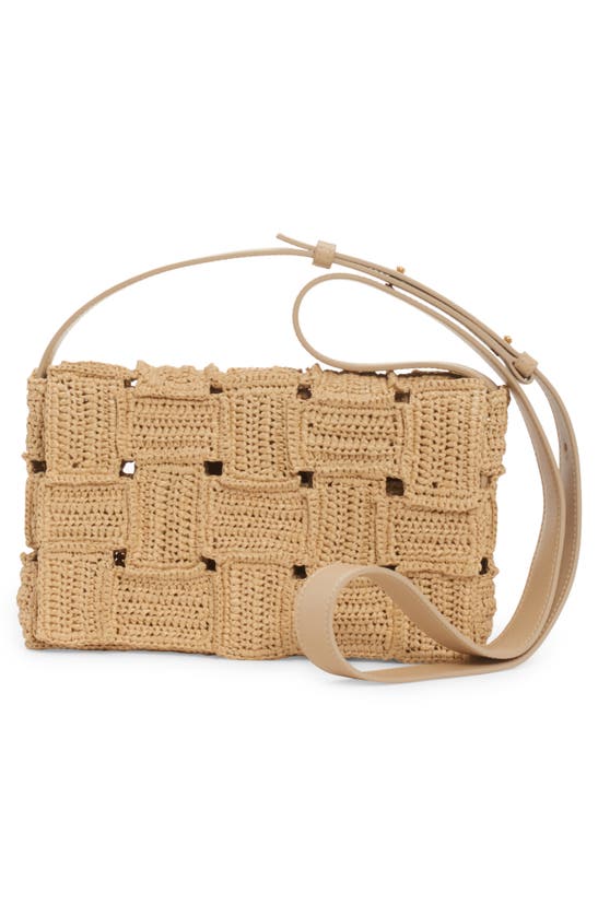 Bottega Veneta Cassette Crochet Raffia Clutch Bag In Natuporri Brass Modesens 6721