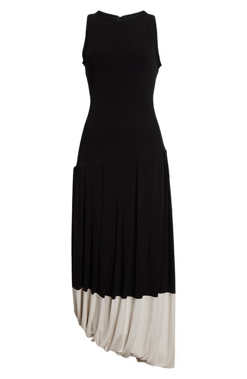 Shop Victoria Beckham Asymmetric Hem Detail Jersey Midi Dress In Black