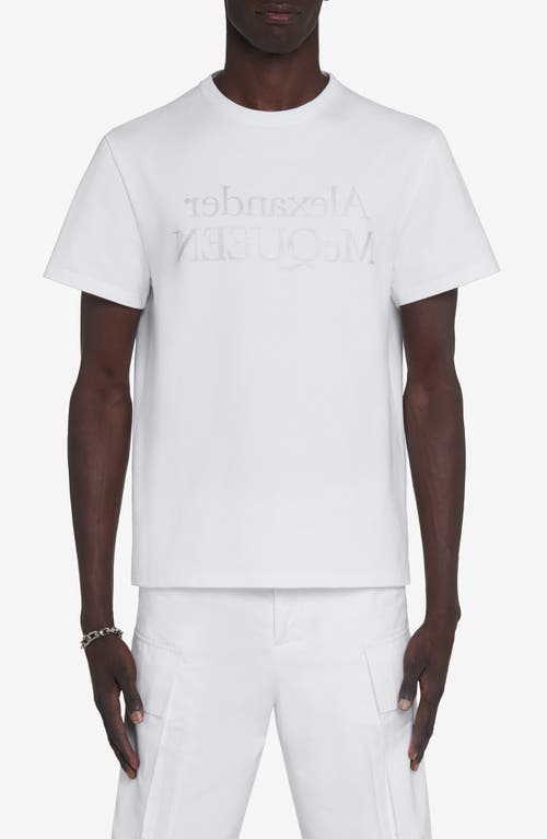 Alexander McQueen Reverse Logo Cotton Graphic T-Shirt White /Silver at Nordstrom,